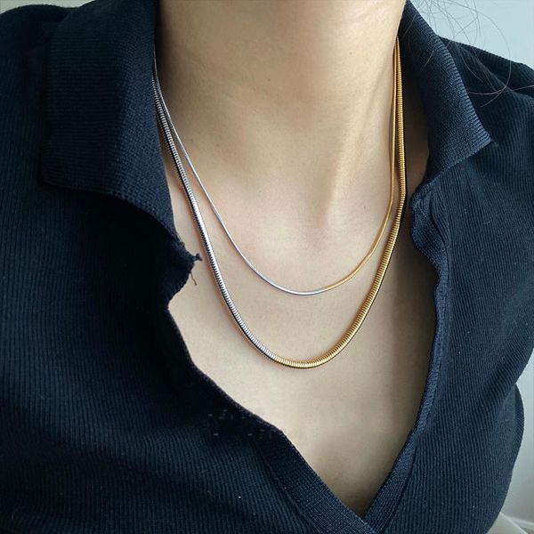 chains ghidbk unique designer gold silver color in one stainless steel necklaces famale creativity double colors round snake necklace
chains ghidbk unique designer gold silver color in one stainless steel necklaces famale creativity double colors round snake necklace