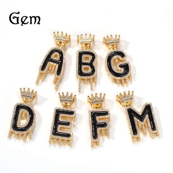 new product oil dripping crown water dripping english alphabet necklace hip hop trend zircon pendant jewelry, Silver
new product oil dripping crown water dripping english alphabet necklace hip hop trend zircon pendant jewelry, Silver