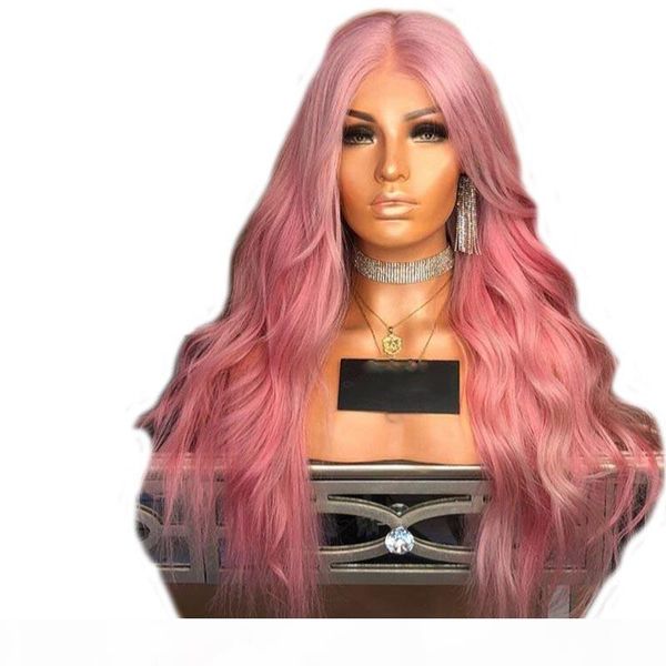 middle part glueless long pink lace front wig body wave african american wigs heat resisatnt hair synthetic wigs for women, Black
middle part glueless long pink lace front wig body wave african american wigs heat resisatnt hair synthetic wigs for women, Black
