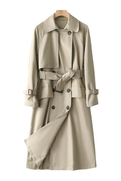women's trench coats windbreaker female 2021 spring and autumn style loose double breasted over the knee long british, Tan;black
women's trench coats windbreaker female 2021 spring and autumn style loose double breasted over the knee long british, Tan;black