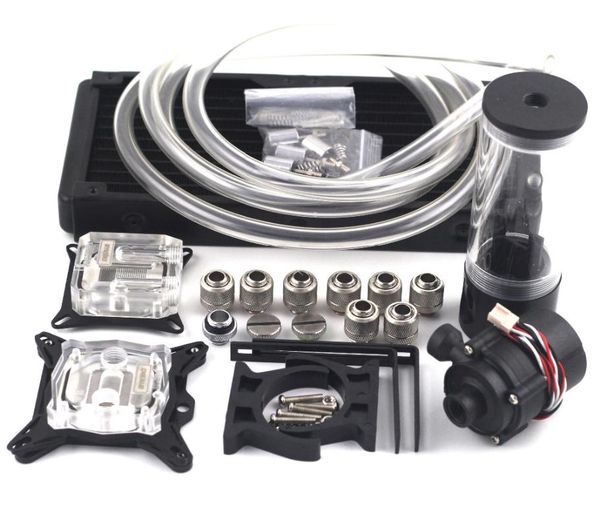 new computer water cooling radiator od10mm 240p auminum with 110 140 190 240mm water tank sc600b pump cooling kits set
new computer water cooling radiator od10mm 240p auminum with 110 140 190 240mm water tank sc600b pump cooling kits set