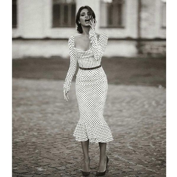 casual dresses 2021 autumn elegant knotted strap polka-dot mermaid hem pencil midi dress women slim bodycon office lady ruffle, Black;gray
casual dresses 2021 autumn elegant knotted strap polka-dot mermaid hem pencil midi dress women slim bodycon office lady ruffle, Black;gray