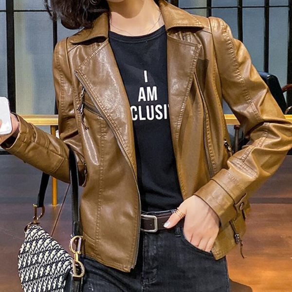 women's leather & faux spring and autumn lapel collar women loose sheepskin motorcycle jacket trend female fashion casual coat m-3xl, Black
women's leather & faux spring and autumn lapel collar women loose sheepskin motorcycle jacket trend female fashion casual coat m-3xl, Black