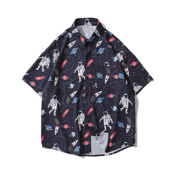 men's casual shirts astronaut full printed hawaiian men turn-down colloar summer, White;black
men's casual shirts astronaut full printed hawaiian men turn-down colloar summer, White;black