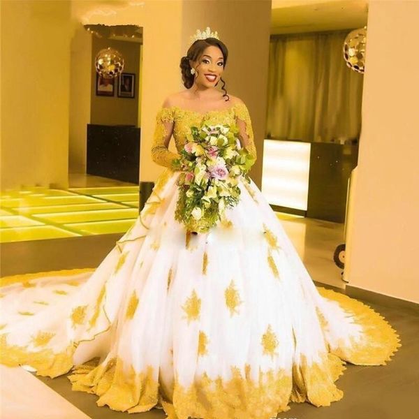 new african 2021 black girls gold lace appliques wedding es off the shoulder long sleeves beaded modest bridal gowns mariage uske, White
new african 2021 black girls gold lace appliques wedding es off the shoulder long sleeves beaded modest bridal gowns mariage uske, White