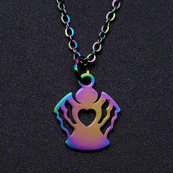 pendant necklaces 100% stainless steel rainbow colorful angel charm necklace for women dainty fashion jewelry wholesale, Silver
pendant necklaces 100% stainless steel rainbow colorful angel charm necklace for women dainty fashion jewelry wholesale, Silver