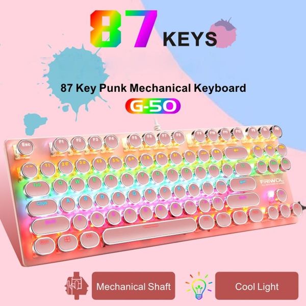 wired 87 keys green axis punk mechanical keyboard metal panel round keycap rgb led backlight usb gamer keyboard for lapdeskt
wired 87 keys green axis punk mechanical keyboard metal panel round keycap rgb led backlight usb gamer keyboard for lapdeskt