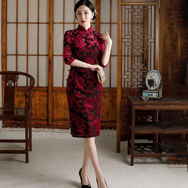ethnic clothing female high split short qipao mandarin collar chinese cheongsam tight prom party dresses gown vintage button vestidos, Red
ethnic clothing female high split short qipao mandarin collar chinese cheongsam tight prom party dresses gown vintage button vestidos, Red