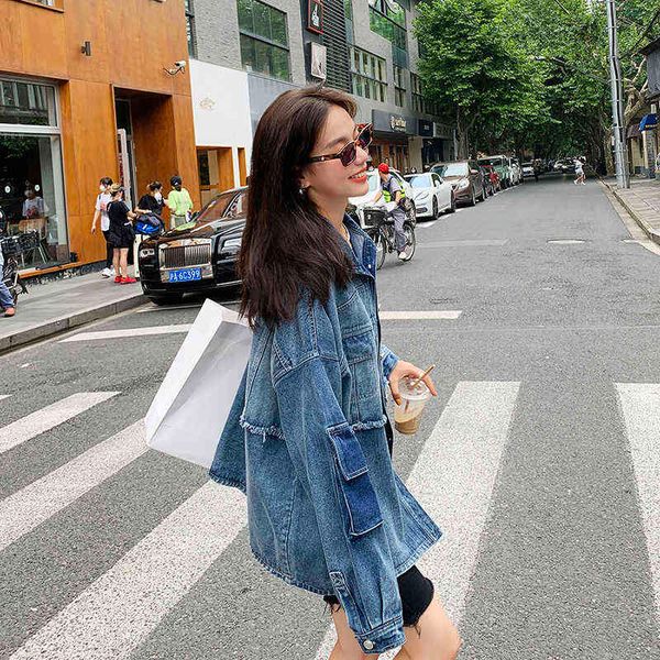 new first denim coat 2021 autumn p110 control 178, Black;brown