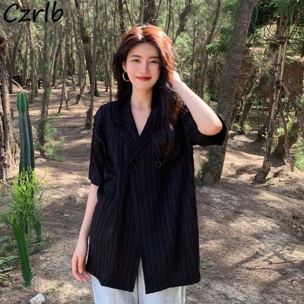 women's jackets women summer black coats thin vintage notched striped classy half sleeve casual all-match leisure chaquetas para mujer, Black;brown
women's jackets women summer black coats thin vintage notched striped classy half sleeve casual all-match leisure chaquetas para mujer, Black;brown