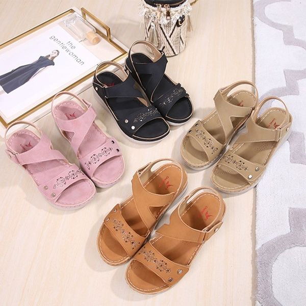spring summer new women sandals wedges footwear women's shoes fashion comfortable casual light buckle female flat shoe 210306, Black
spring summer new women sandals wedges footwear women's shoes fashion comfortable casual light buckle female flat shoe 210306, Black