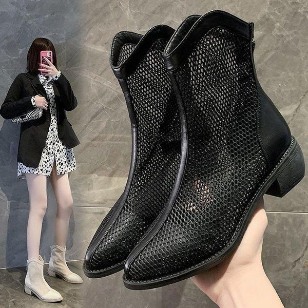 sandals 2021 short-tube net boots hollow fashion mid-heel pointed toe breathable, Black
sandals 2021 short-tube net boots hollow fashion mid-heel pointed toe breathable, Black