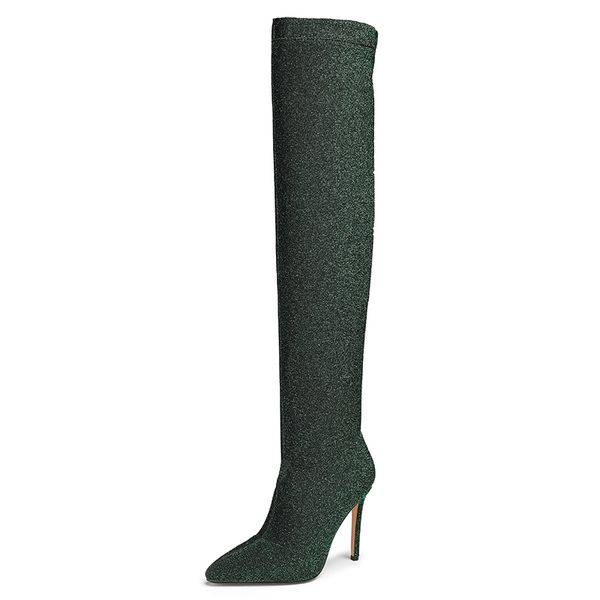 european style pointed at women's on the knee herd super high stiletto lycra army boots green shoes 415p, Black
european style pointed at women's on the knee herd super high stiletto lycra army boots green shoes 415p, Black