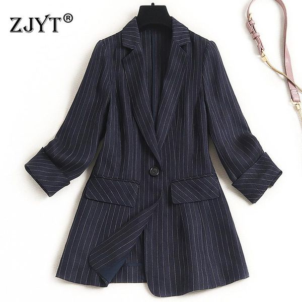 women's suits & blazers 2021 fashion designers women turn down collar striped linen slim office lady one button coats and jackets, White;black
women's suits & blazers 2021 fashion designers women turn down collar striped linen slim office lady one button coats and jackets, White;black