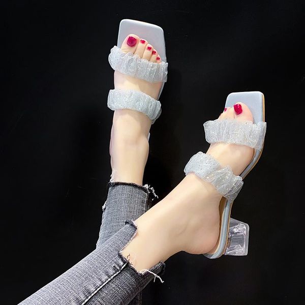 slippers womens shoes 2021 summer sandals women fashion net yarn transparent high heels ladies open toe thick heel slides, Black
slippers womens shoes 2021 summer sandals women fashion net yarn transparent high heels ladies open toe thick heel slides, Black
