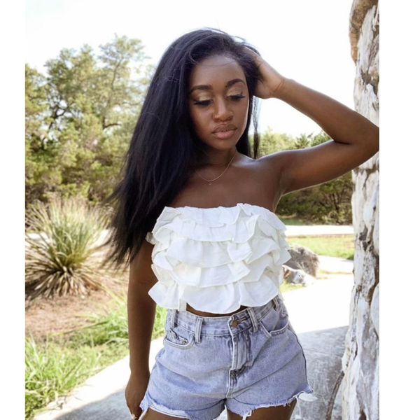 2021 new spring arrivals white solid color short sweet ruffle edge brassiere chiffon tank rpdz
2021 new spring arrivals white solid color short sweet ruffle edge brassiere chiffon tank rpdz