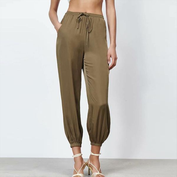 za summer stain trouser women pant high waist harem pantalon fashion solid drawstring, Black;white
za summer stain trouser women pant high waist harem pantalon fashion solid drawstring, Black;white