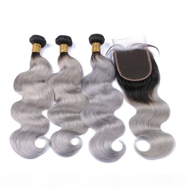 body wave 3bundles 1b grey ombre brazilian human hair with closure dark rooted ombre silver grey 4x4 lace closure with weaves extensions, Black
body wave 3bundles 1b grey ombre brazilian human hair with closure dark rooted ombre silver grey 4x4 lace closure with weaves extensions, Black