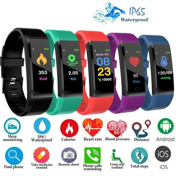115 plus smart watch sports watches health wristband heart rate fitness tracker pedometer bracelet waterproof, Silver
115 plus smart watch sports watches health wristband heart rate fitness tracker pedometer bracelet waterproof, Silver