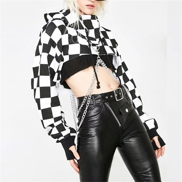 women hoodies gothic punk chain crop hooded pullover moletom sweatshirt cosplay casual plus size casual streetwear 201126, Black
women hoodies gothic punk chain crop hooded pullover moletom sweatshirt cosplay casual plus size casual streetwear 201126, Black