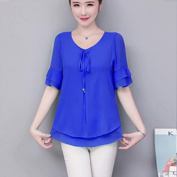 summer chiffon loose casual women shirts solid short sleeve ladies blusas plus size clothing, White
summer chiffon loose casual women shirts solid short sleeve ladies blusas plus size clothing, White