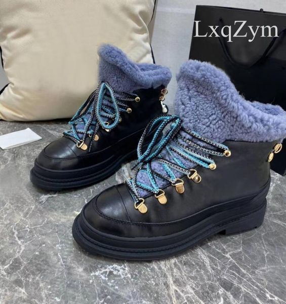 boots furry lacing metal decor round toe square heel ankle botas real leather comfortable shoes wool warm snow bootties, Black
boots furry lacing metal decor round toe square heel ankle botas real leather comfortable shoes wool warm snow bootties, Black