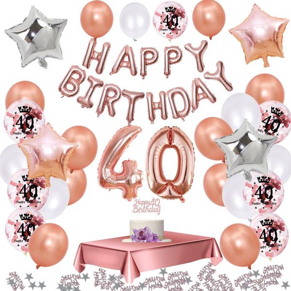 party decoration 35pcs/set 40 birthday decorations rose gold years confetti balloon tablecloth 40th woman man deco anniversaire
party decoration 35pcs/set 40 birthday decorations rose gold years confetti balloon tablecloth 40th woman man deco anniversaire