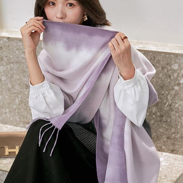 berets 2021 ladies korean autumn and winter clan style imitation shawl scarf warm tassel cashmere tie-dyed d5l7, Blue;gray
berets 2021 ladies korean autumn and winter clan style imitation shawl scarf warm tassel cashmere tie-dyed d5l7, Blue;gray