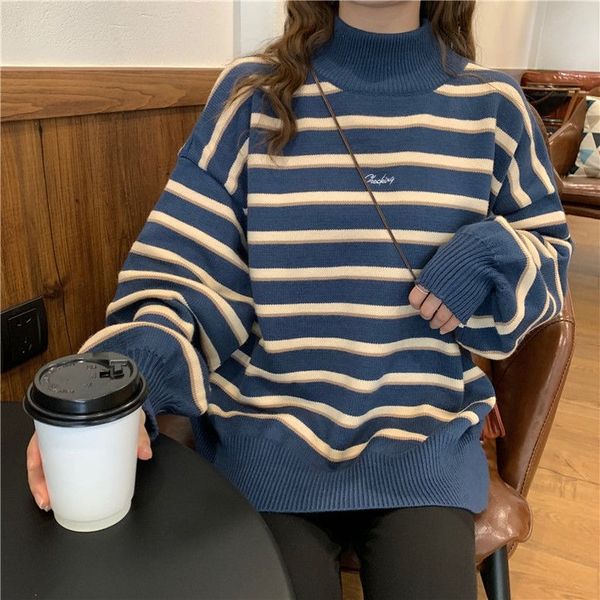korean harajuku winter office lady sweaters women vintage high collar striped knitted pullover female warm sweater loose new, White;black
korean harajuku winter office lady sweaters women vintage high collar striped knitted pullover female warm sweater loose new, White;black