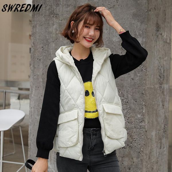 women's vests swredmi autumn and winter cotton vest jacket women hooded big pockets short waistcoat solid padded sleeveless coat, Black;white
women's vests swredmi autumn and winter cotton vest jacket women hooded big pockets short waistcoat solid padded sleeveless coat, Black;white