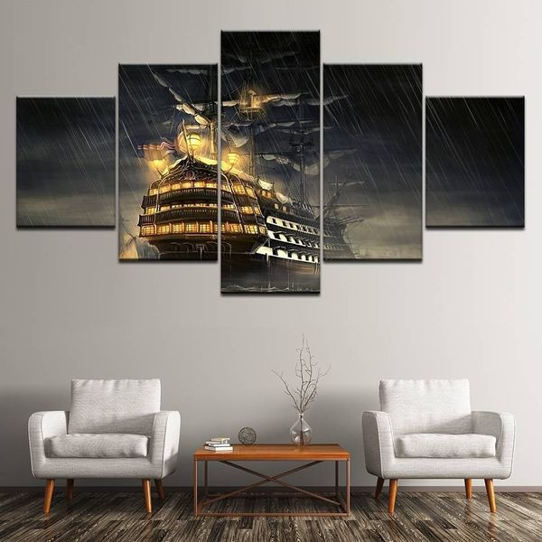 canvas painting huge ship over water in rainy day 5 pieces wall art modular poster print home decor(no frame)
canvas painting huge ship over water in rainy day 5 pieces wall art modular poster print home decor(no frame)