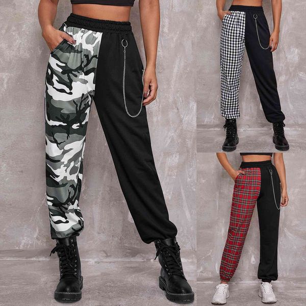 chain patchwork punk pockets womens capris high waist trousers camouflage casual plaid long pantalones de mujer, Black;white
chain patchwork punk pockets womens capris high waist trousers camouflage casual plaid long pantalones de mujer, Black;white