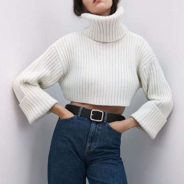 women's sweater spring 2021 white casual long-sleeved high-neck slim thickened high-waist short knit sweaters, White;black
women's sweater spring 2021 white casual long-sleeved high-neck slim thickened high-waist short knit sweaters, White;black