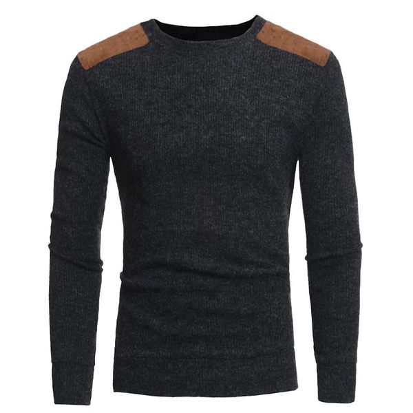 pullover mens college style patch color contrast round neck sweater male fashion thick sweater knitwear, White;black
pullover mens college style patch color contrast round neck sweater male fashion thick sweater knitwear, White;black