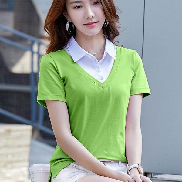 women's polos vetement femme summer short sleeve shirt women fake two slim turn down collar camisetas mujer pink black, White
women's polos vetement femme summer short sleeve shirt women fake two slim turn down collar camisetas mujer pink black, White