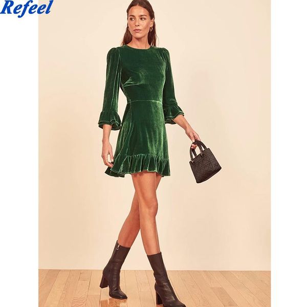vintage ruffled mini velvet dress women spring butterfly sleeve party dress elegant green, Black;gray
vintage ruffled mini velvet dress women spring butterfly sleeve party dress elegant green, Black;gray