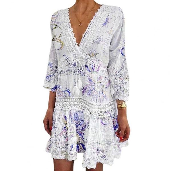 casual dresses loose women dress floral print crochet patchwork summer 3/4 sleeve v neck lace-up beachwear ladies vestidos, Black;gray
casual dresses loose women dress floral print crochet patchwork summer 3/4 sleeve v neck lace-up beachwear ladies vestidos, Black;gray