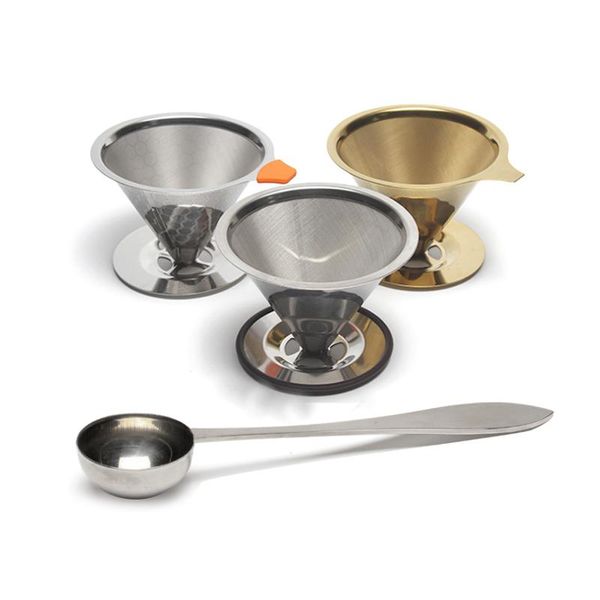 coffee filters 304 stainless steel filter with holder and spoon reusable dripper v60 drip baskets
coffee filters 304 stainless steel filter with holder and spoon reusable dripper v60 drip baskets