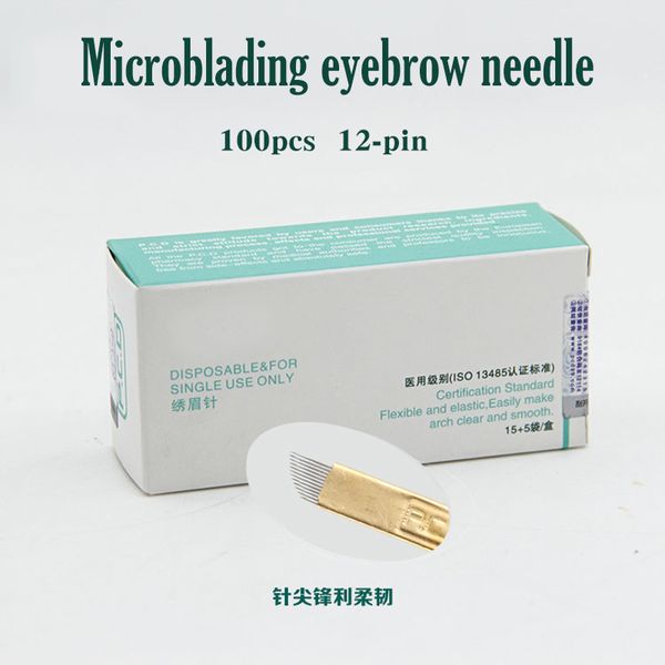 100 pcs 12 pin permanent makeup eyebrow tatoo blade microblading needles for 3d embroidery manual tattoo pen machine
100 pcs 12 pin permanent makeup eyebrow tatoo blade microblading needles for 3d embroidery manual tattoo pen machine