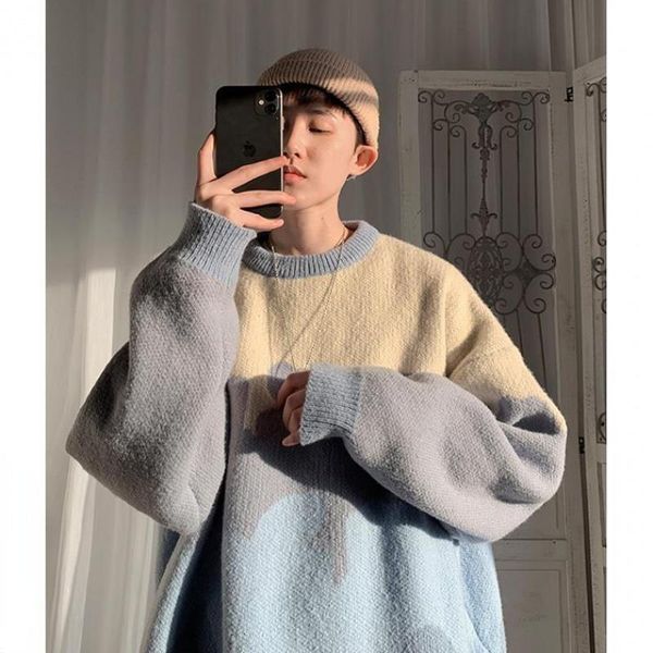 men's sweaters japanese pullover patchwork casual long sleeve round neck simple men's sweater oversize korean fashion harajuku, White;black
men's sweaters japanese pullover patchwork casual long sleeve round neck simple men's sweater oversize korean fashion harajuku, White;black