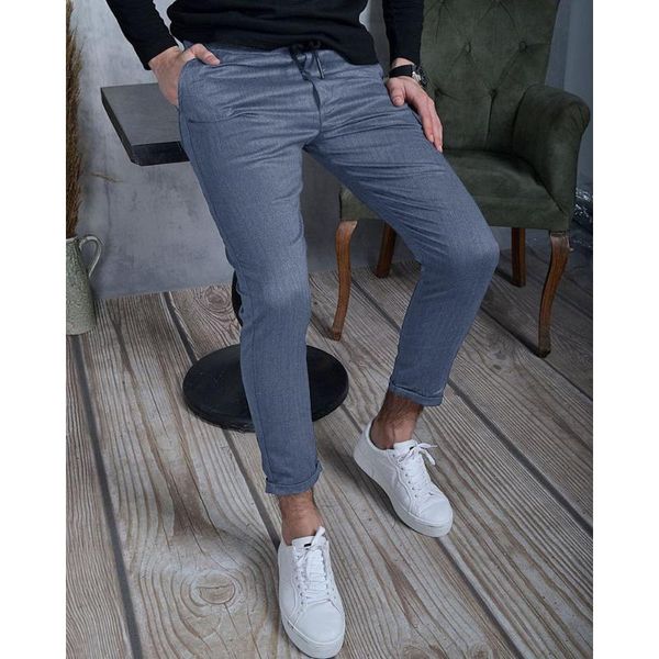 men's pants fashion autumn and winter solid color texture cloth casual slim leggings, Black
men's pants fashion autumn and winter solid color texture cloth casual slim leggings, Black