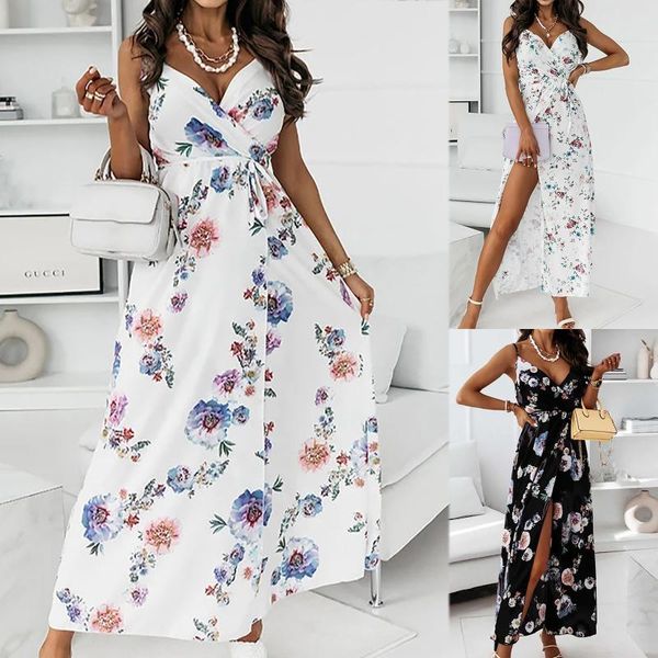 casual dresses summer dress women short puff sleeve flroal printed ruched party high split long maxi drawstring vestidos sundress, Black;gray
casual dresses summer dress women short puff sleeve flroal printed ruched party high split long maxi drawstring vestidos sundress, Black;gray