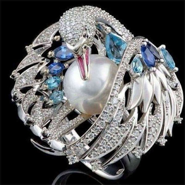 classic white swan inlay pearl rings for women luxury crystal wings color cz wedding statement jewelry gift z3p389, Silver
classic white swan inlay pearl rings for women luxury crystal wings color cz wedding statement jewelry gift z3p389, Silver