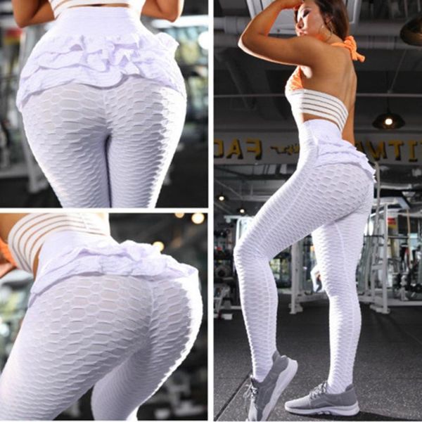 women's leggings jacquard pants body-building elasticity female legging high waist fitness fold ruffle roupa de ginastica ez*, Black
women's leggings jacquard pants body-building elasticity female legging high waist fitness fold ruffle roupa de ginastica ez*, Black