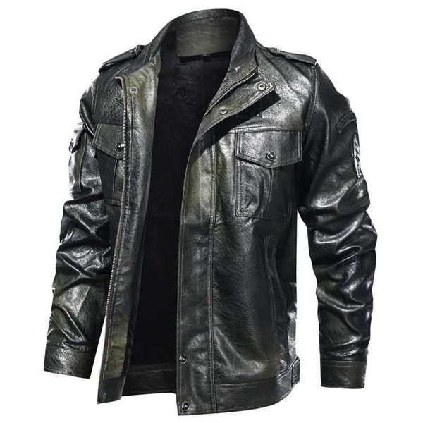 new autumn winter leather jacket men stand collar motorcycle washed leather jacket mens pu coats quality leather military bomber 200921, Black 
new autumn winter leather jacket men stand collar motorcycle washed leather jacket mens pu coats quality leather military bomber 200921, Black