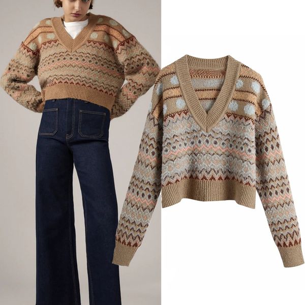 New Women 2021 Sweaters Autumn Winter Vintage Jacquard Ribbed v Neck Long Sleeve Cropped Knitted Sweater Woman Jerseys Pullovers Zbei YCI2, White;black
New Women 2021 Sweaters Autumn Winter Vintage Jacquard Ribbed v Neck Long Sleeve Cropped Knitted Sweater Woman Jerseys Pullovers Zbei YCI2, White;black