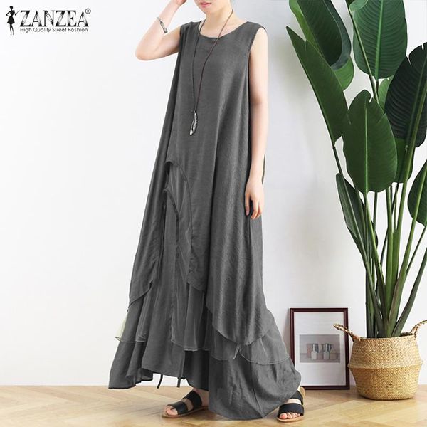 casual dresses zanzea 2021 elegant summer maxi dress women's asymmetrical sundress sleeveless tank vestidos female solid robe oversized, Black;gray
casual dresses zanzea 2021 elegant summer maxi dress women's asymmetrical sundress sleeveless tank vestidos female solid robe oversized, Black;gray