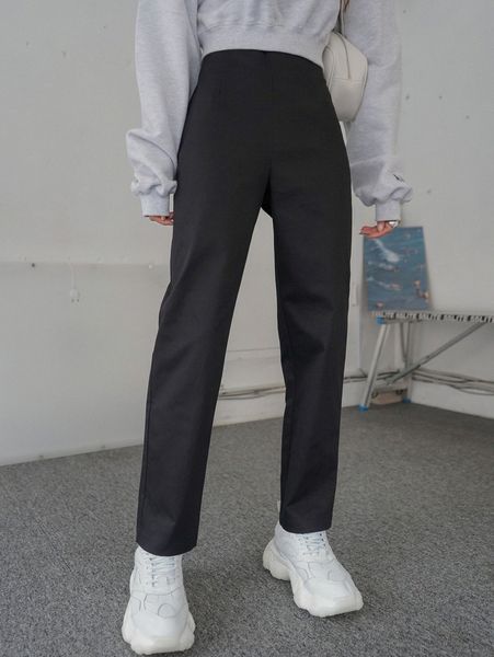 dazy high waist solid straight leg pants o6n8#, Black;white
