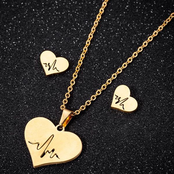 pendant necklaces heats women couple necklace pendants heartbeat stainless steel female accessories gold set jewelry for neck, Silver
pendant necklaces heats women couple necklace pendants heartbeat stainless steel female accessories gold set jewelry for neck, Silver