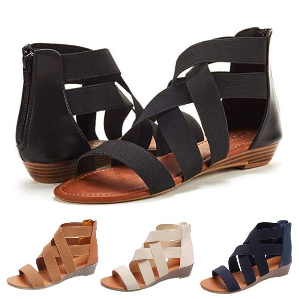 sandals summer ladies elastic brand shoes women cross strap fashion open toe low flat heel sandal for girls big size, Black
sandals summer ladies elastic brand shoes women cross strap fashion open toe low flat heel sandal for girls big size, Black